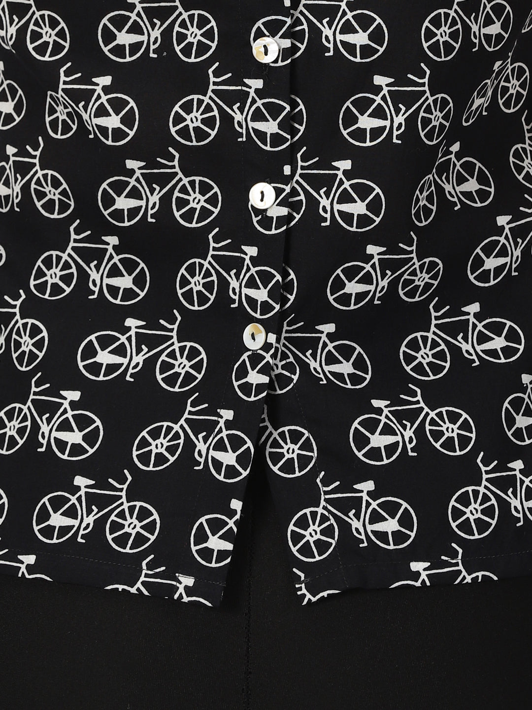 Black Bicycle Print Cotton Tank Top