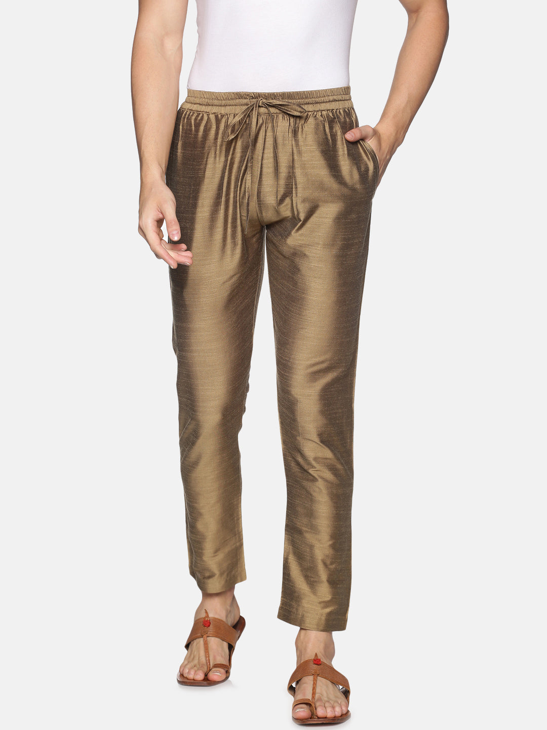 Gold Slub Mens Trouser