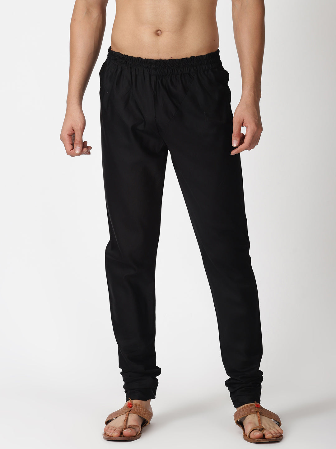 Black Cotton Satin Churidar