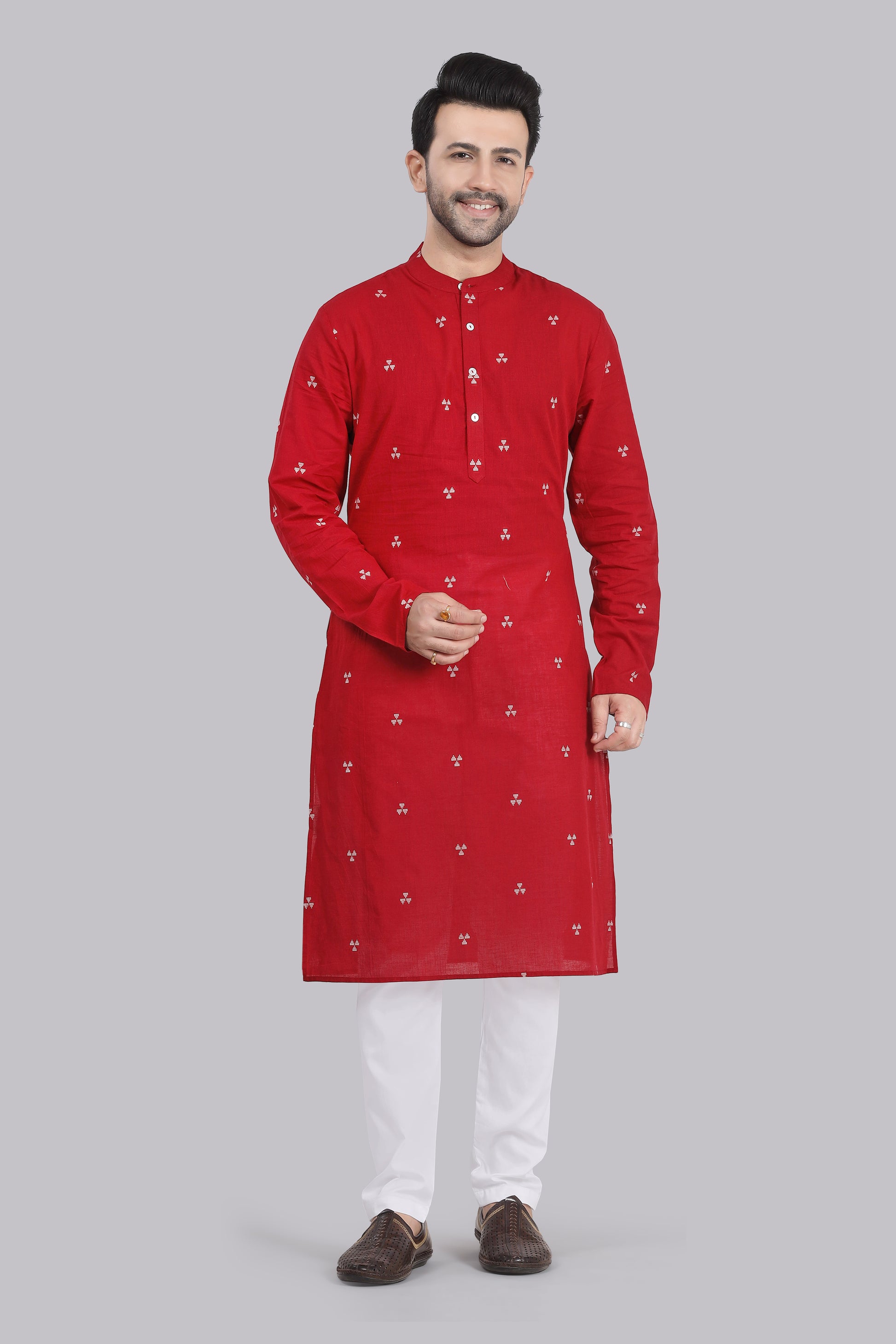 Red Triangle Buti Cotton Kurta