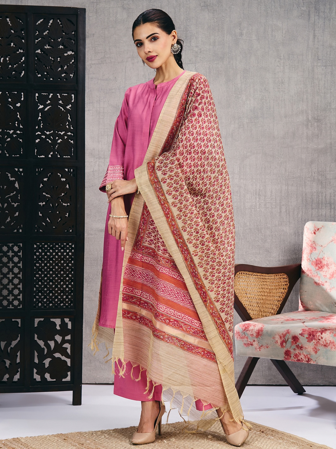 Rose Pink Kurta Set (Dupatta Sold Separately)