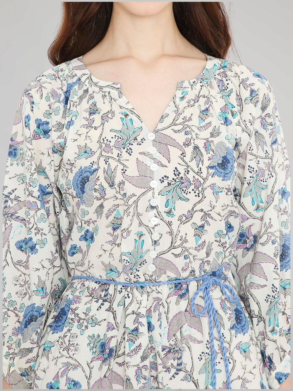 White Tropical Print Boho Midi Dress – Saffron Threads