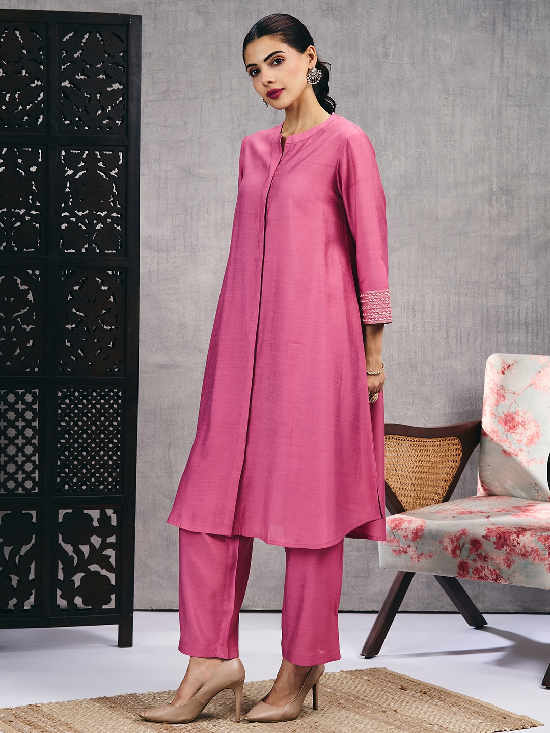 Rose Pink Kurta Set (Dupatta Sold Separately)