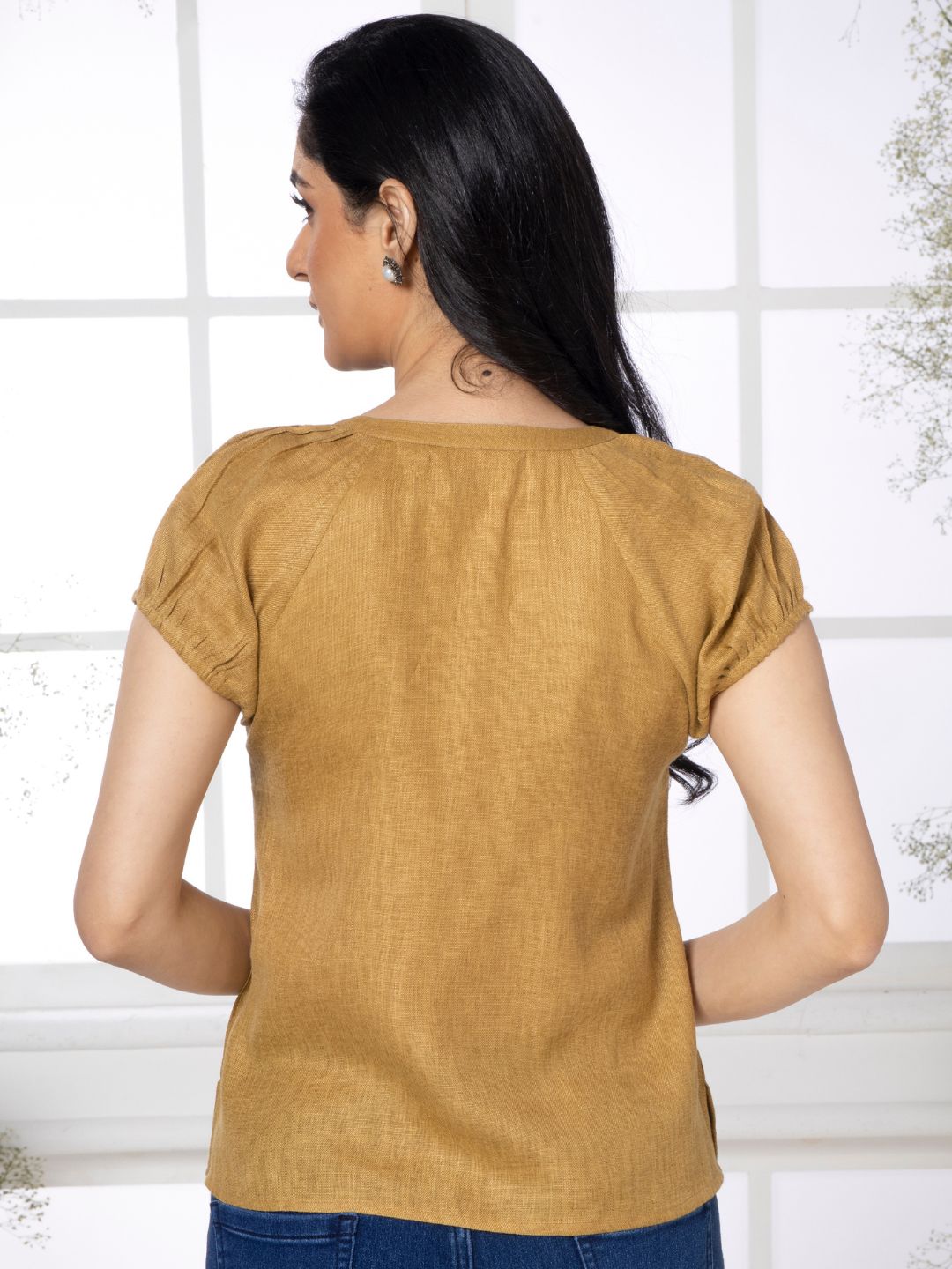 Camel Brown Solid Urban Grace Top