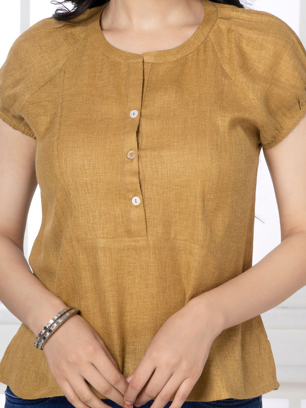 Camel Brown Solid Urban Grace Top