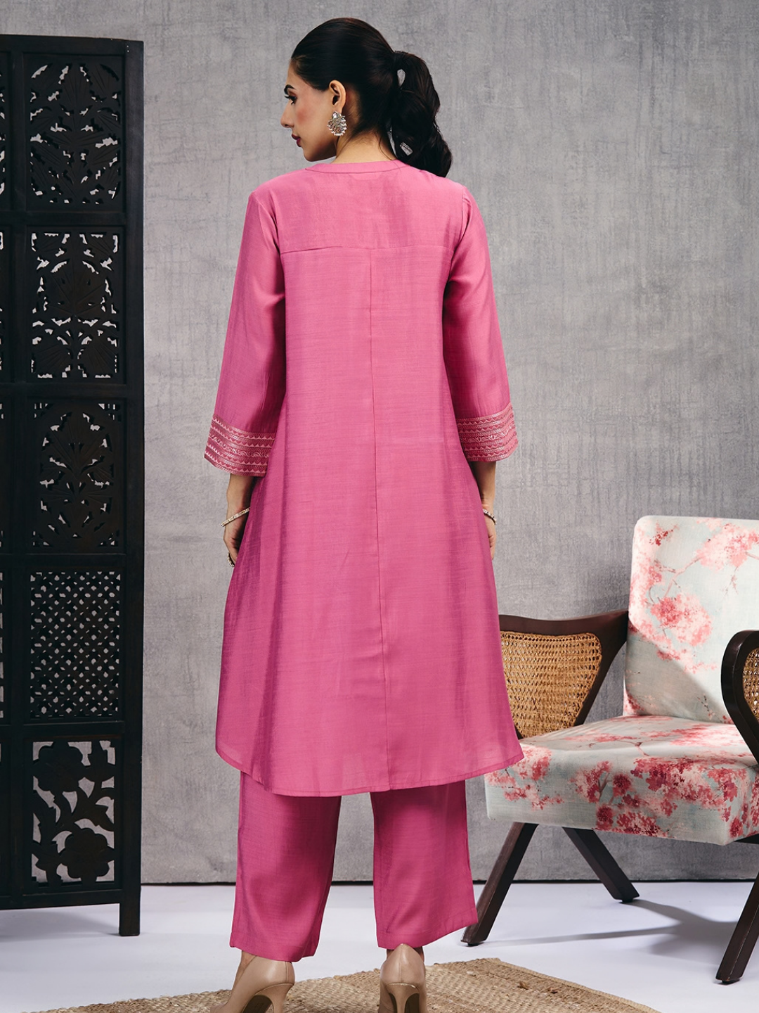 Rose Pink Kurta Set (Dupatta Sold Separately)