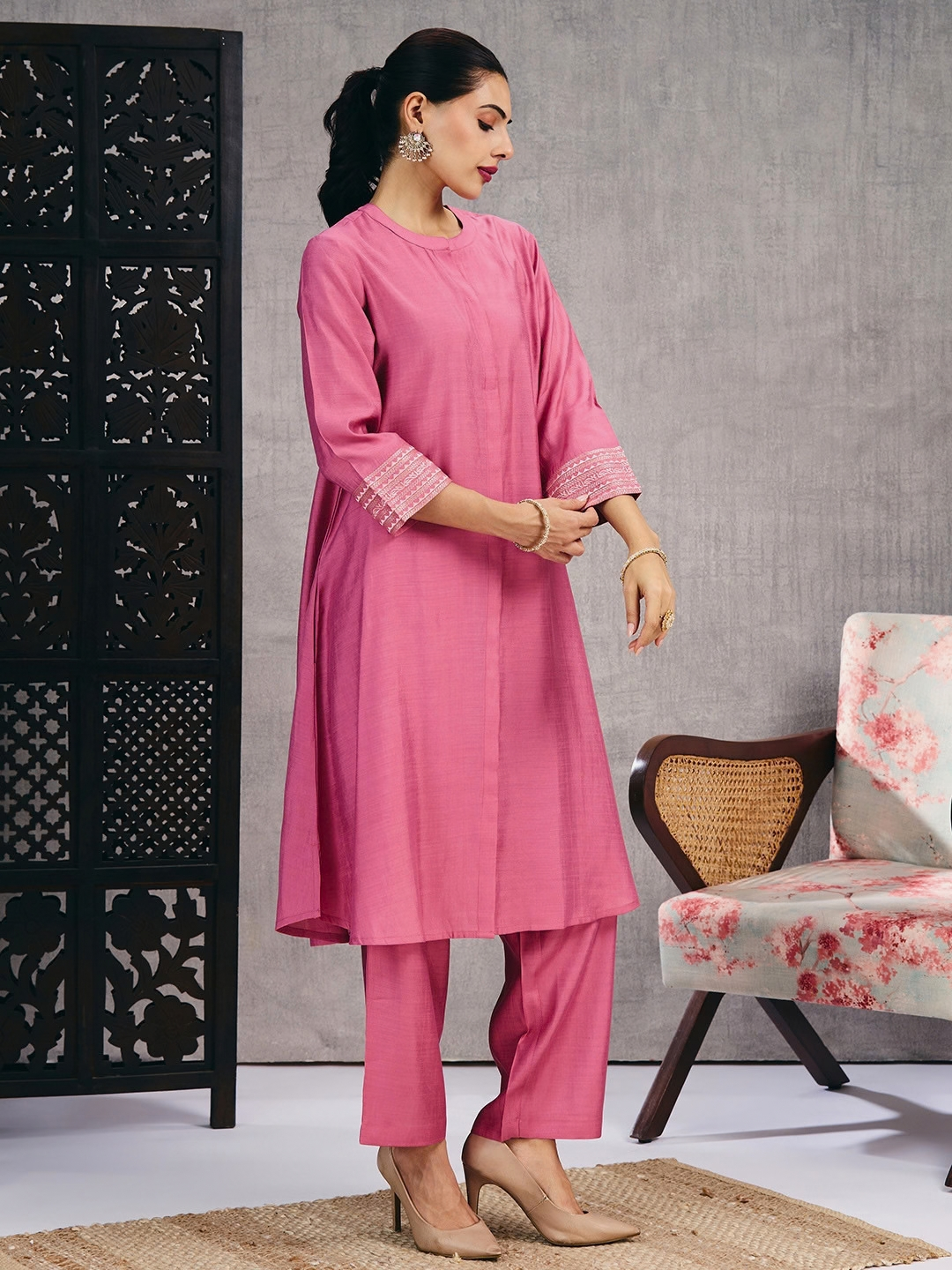 Rose Pink Kurta Set (Dupatta Sold Separately)