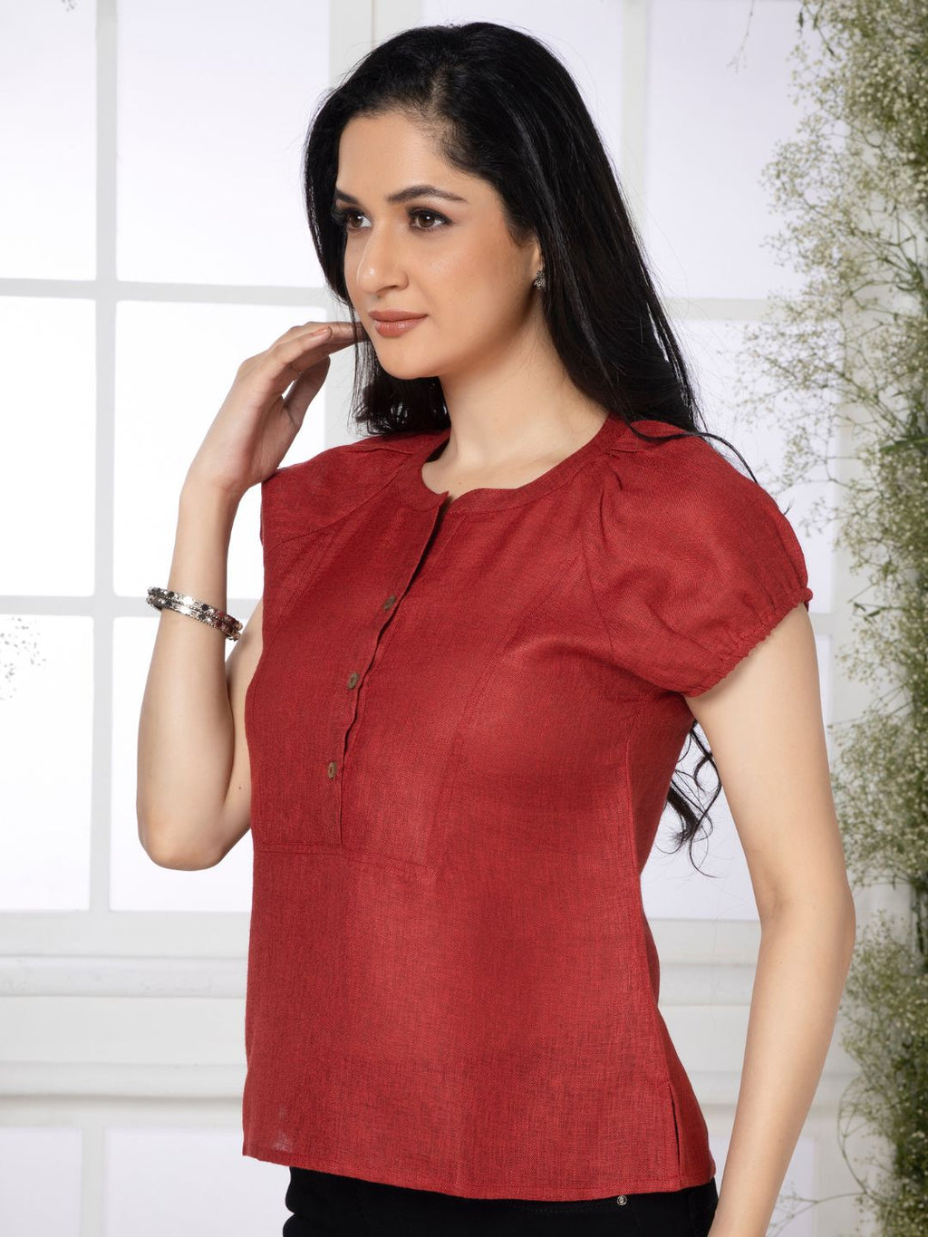 Cherry Red Solid Urban Grace Top