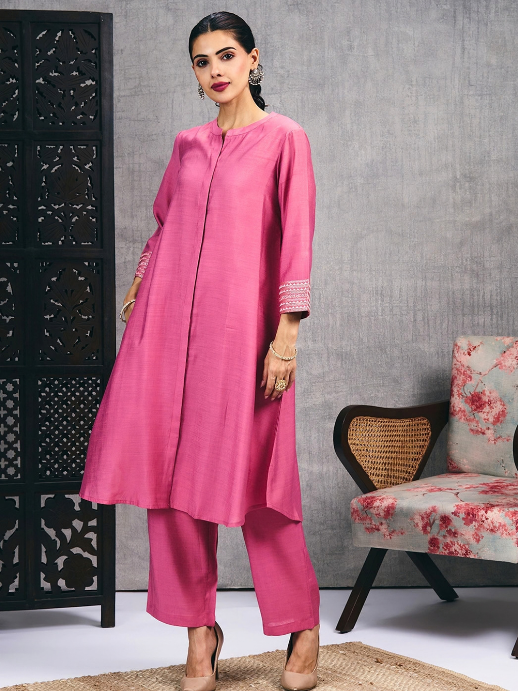 Rose Pink Kurta Set (Dupatta Sold Separately)