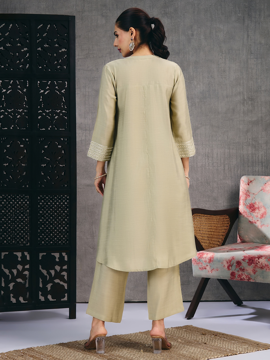 Olive Beige Kurta Set