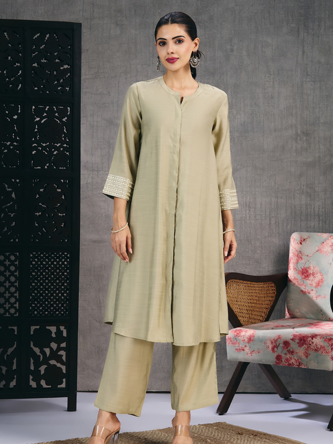 Olive Beige Kurta Set