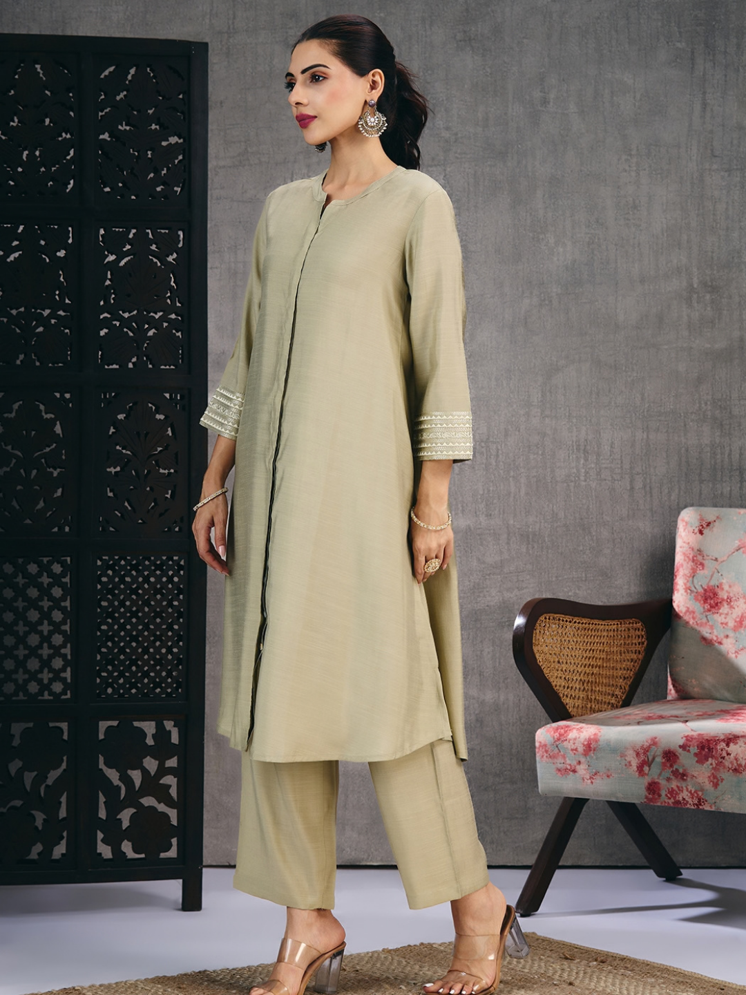Olive Beige Kurta Set