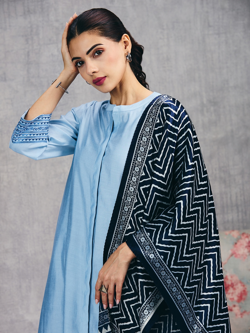 Ice Blue Kurta Set (Dupatta Sold Separately)