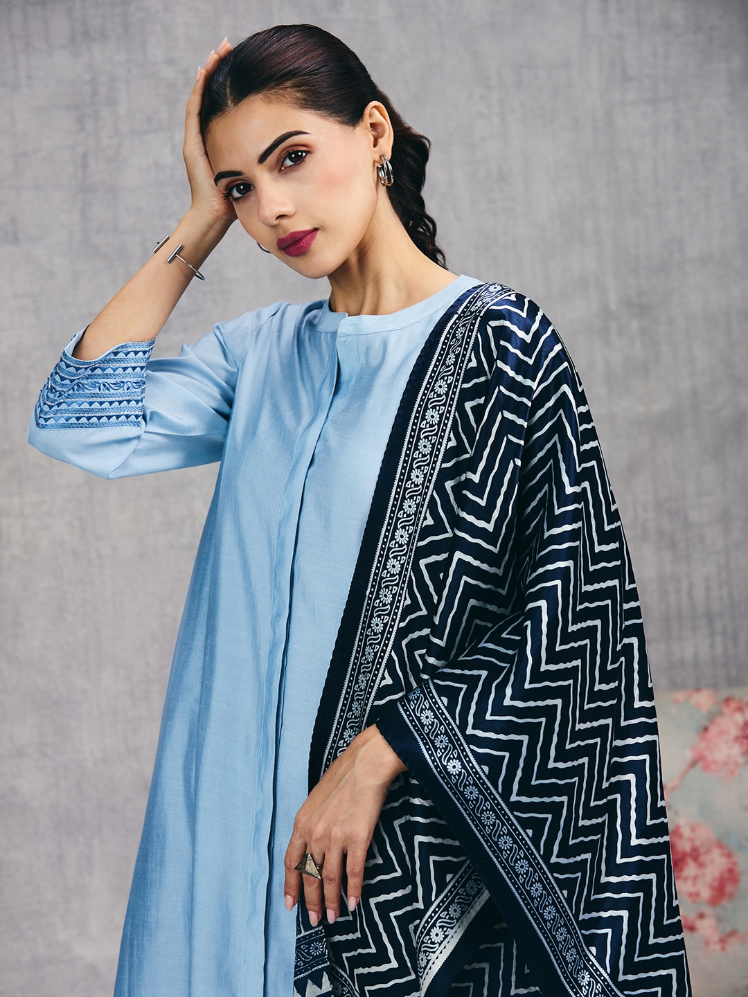 Ice Blue Kurta Set (Dupatta Sold Separately)