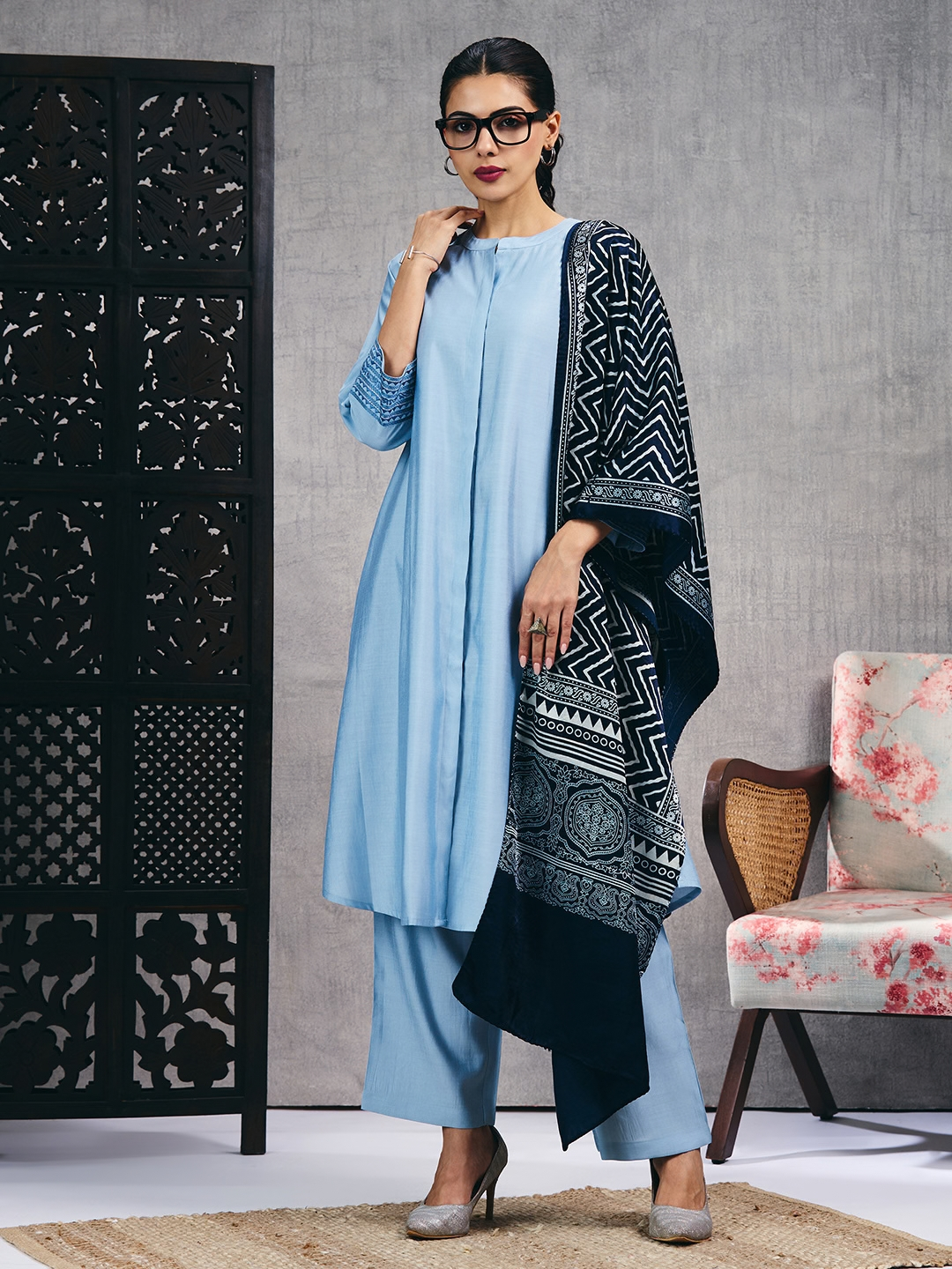 Ice Blue Kurta Set (Dupatta Sold Separately)