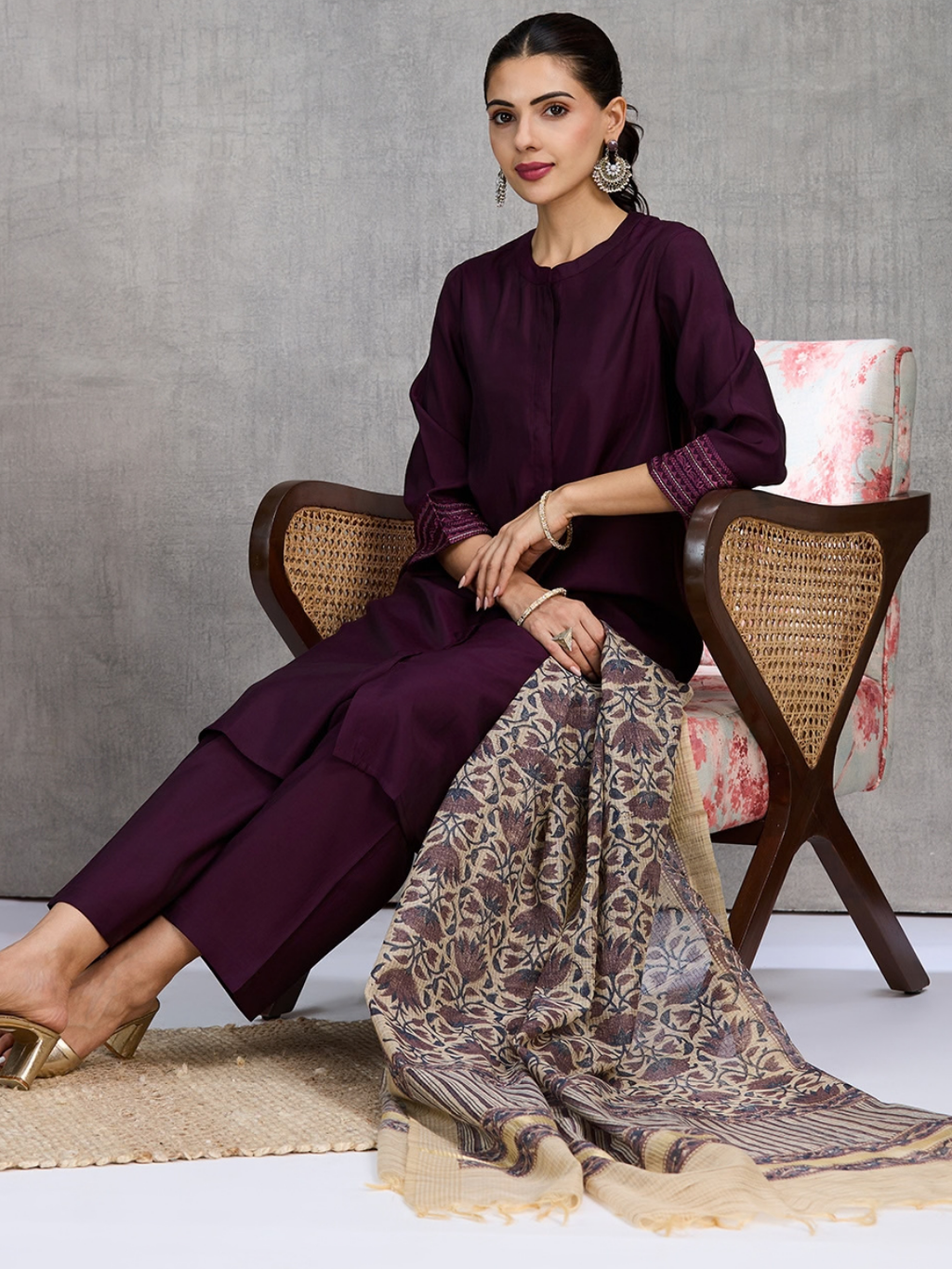 Aubergine Kurta Set (Dupatta Sold Separately)