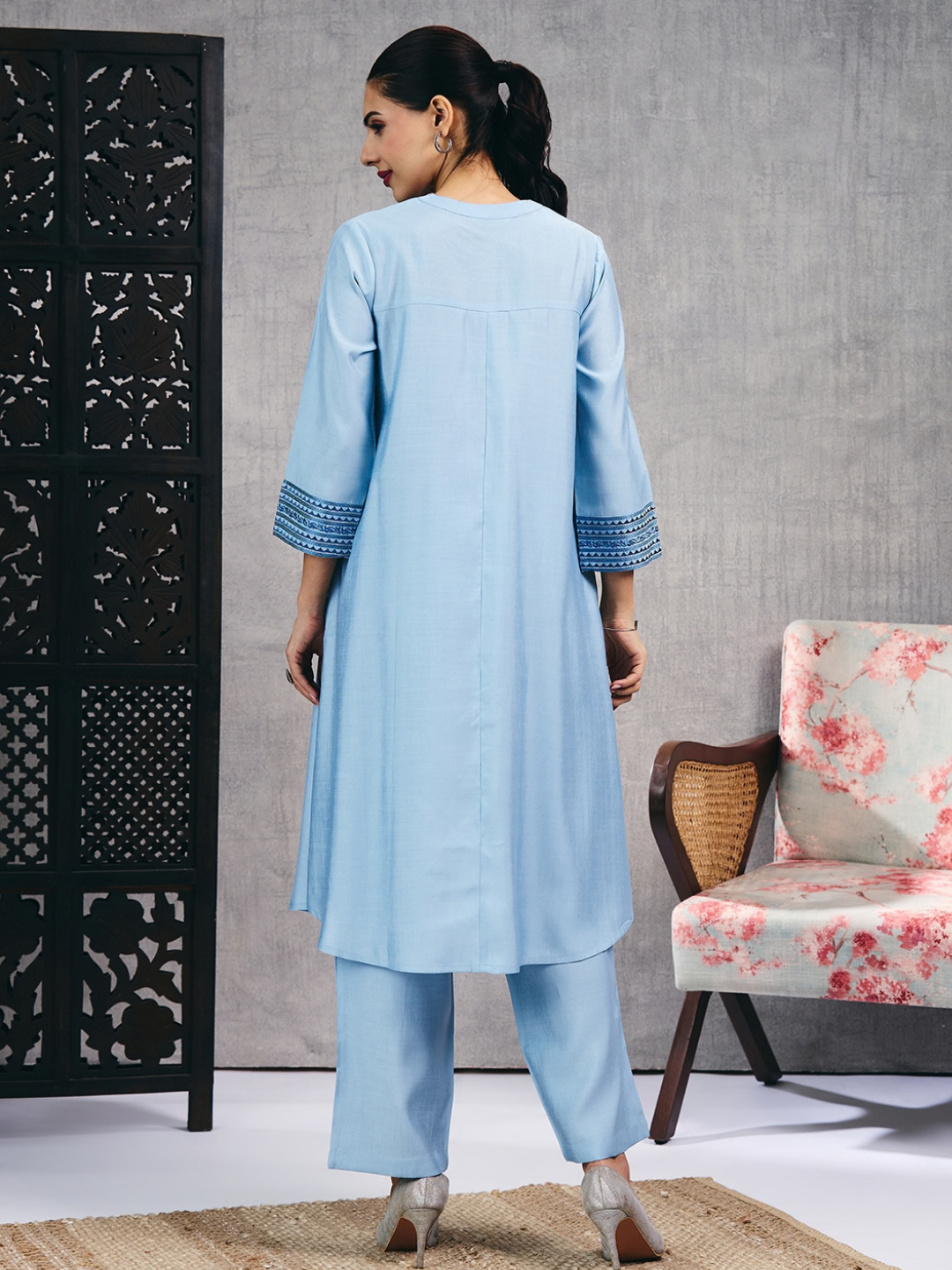 Ice Blue Kurta Set (Dupatta Sold Separately)