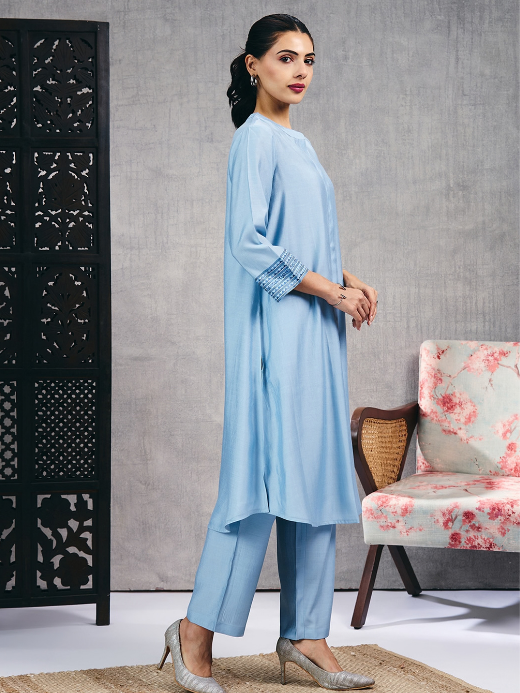 Ice Blue Kurta Set (Dupatta Sold Separately)