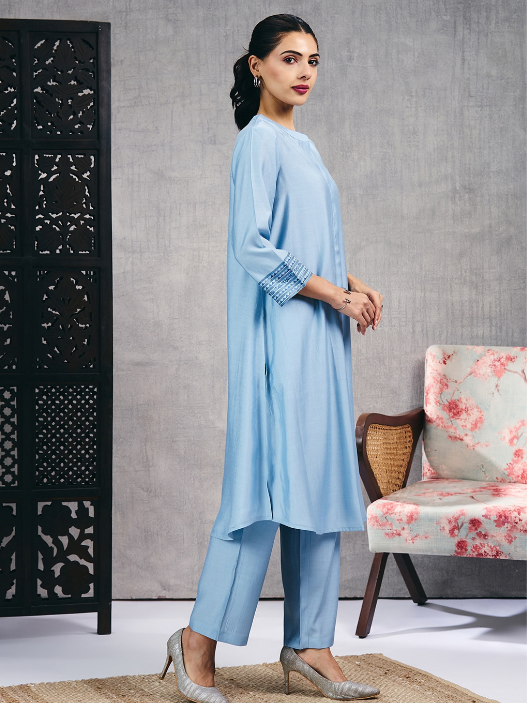 Ice Blue Kurta Set (Dupatta Sold Separately)