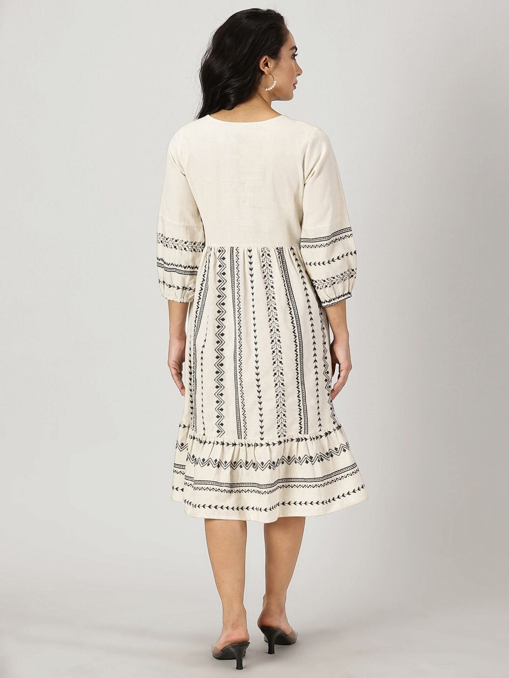 Off-white Midi Dress With Sleeves Off White Embroidered Boho Midi Dress Saffron Threads Off-white Midi Dress With Sleeves Off White Embroidered Boho Midi Dress Saffron Threads