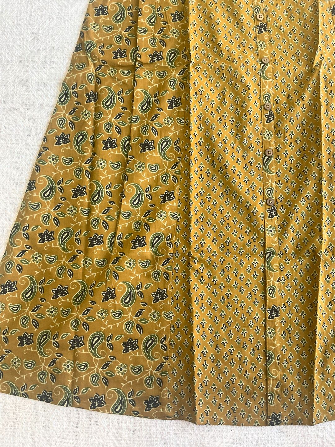 Mustard Printed A-Line Cotton Kurta