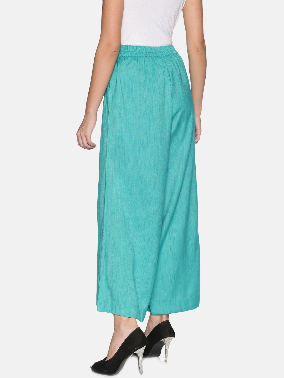 Turquoise Solid Straight Palazzo