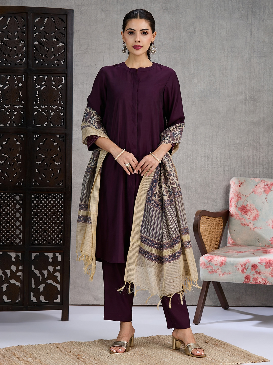 Aubergine Kurta Set (Dupatta Sold Separately)