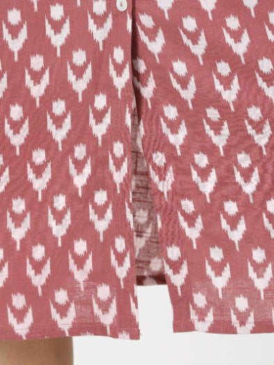 Rosewood Pink Ikat Print Shirt Dress