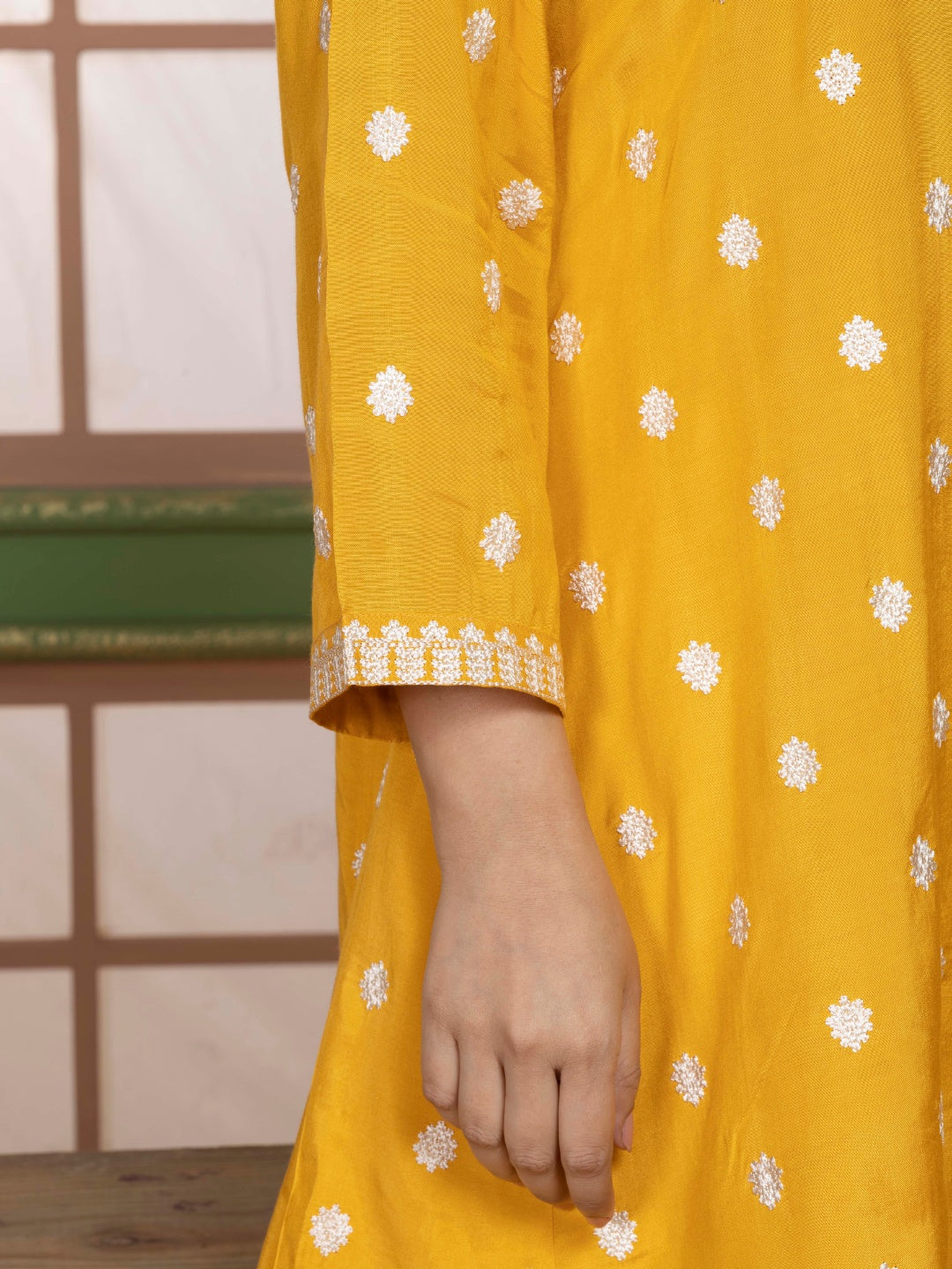 Sunlit Yellow Kashida Embroidered Kurta Set