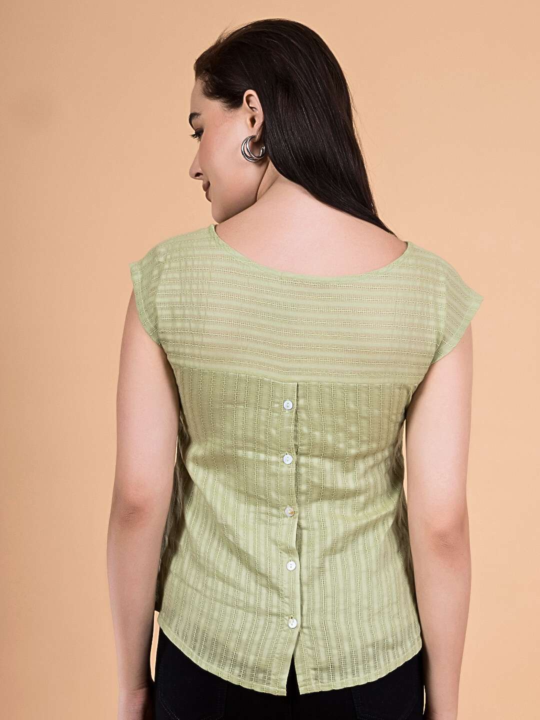 Pastel Green Tonal Dobby Striped Top