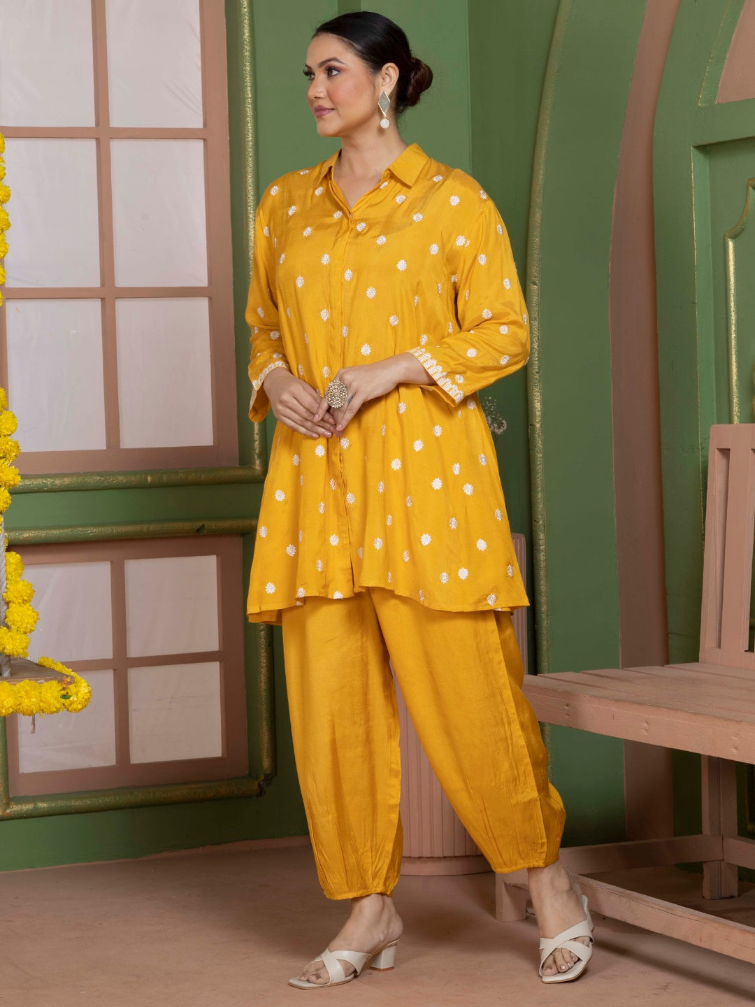 Sunlit Yellow Kashida Embroidered Kurta Set