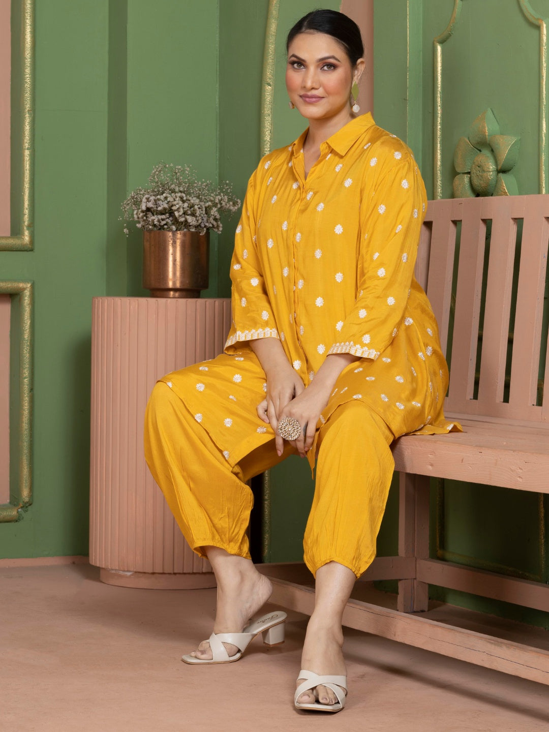 Sunlit Yellow Kashida Embroidered Kurta Set