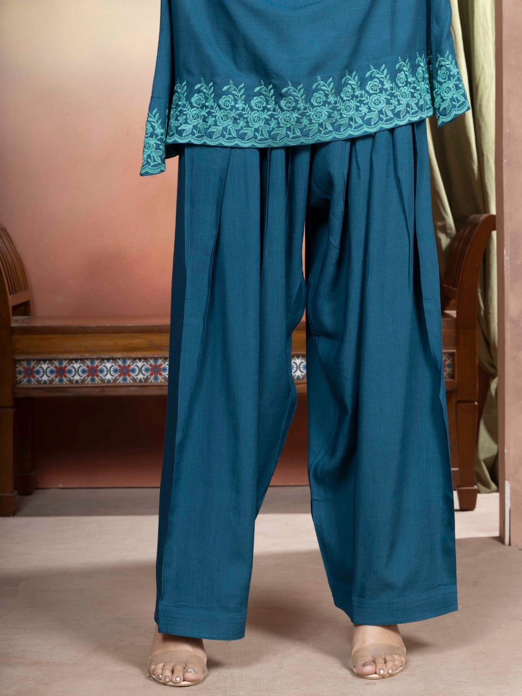 Teal Rayon Farshi Salwar