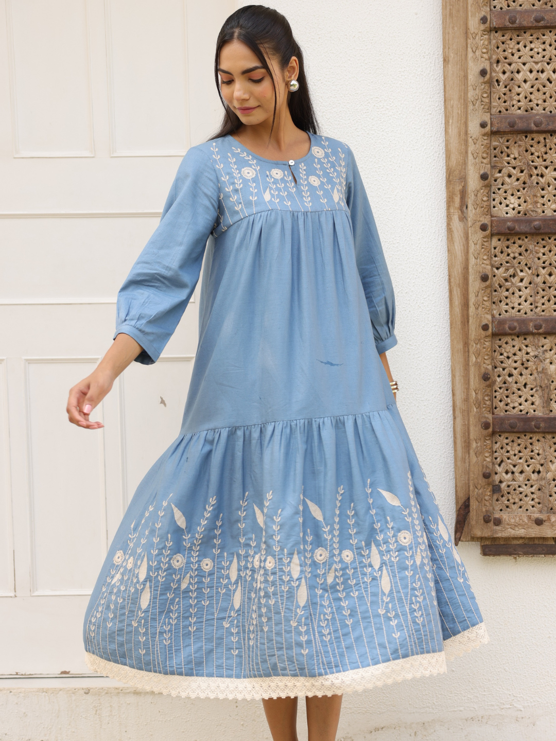 Embroidery cotton dress best sale