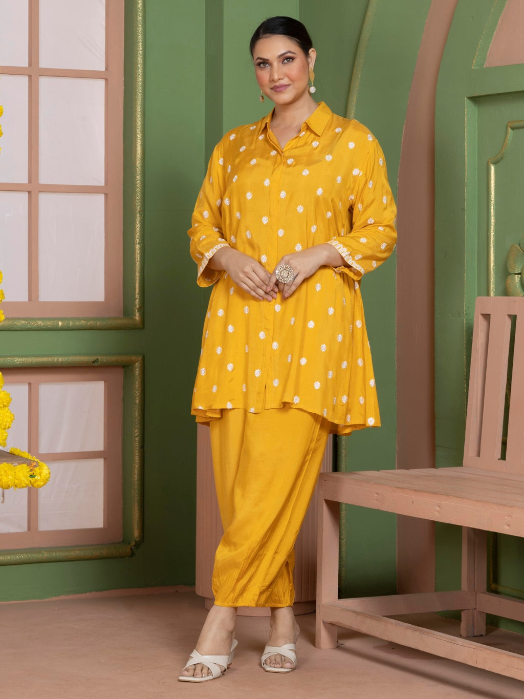Sunlit Yellow Kashida Embroidered Kurta Set