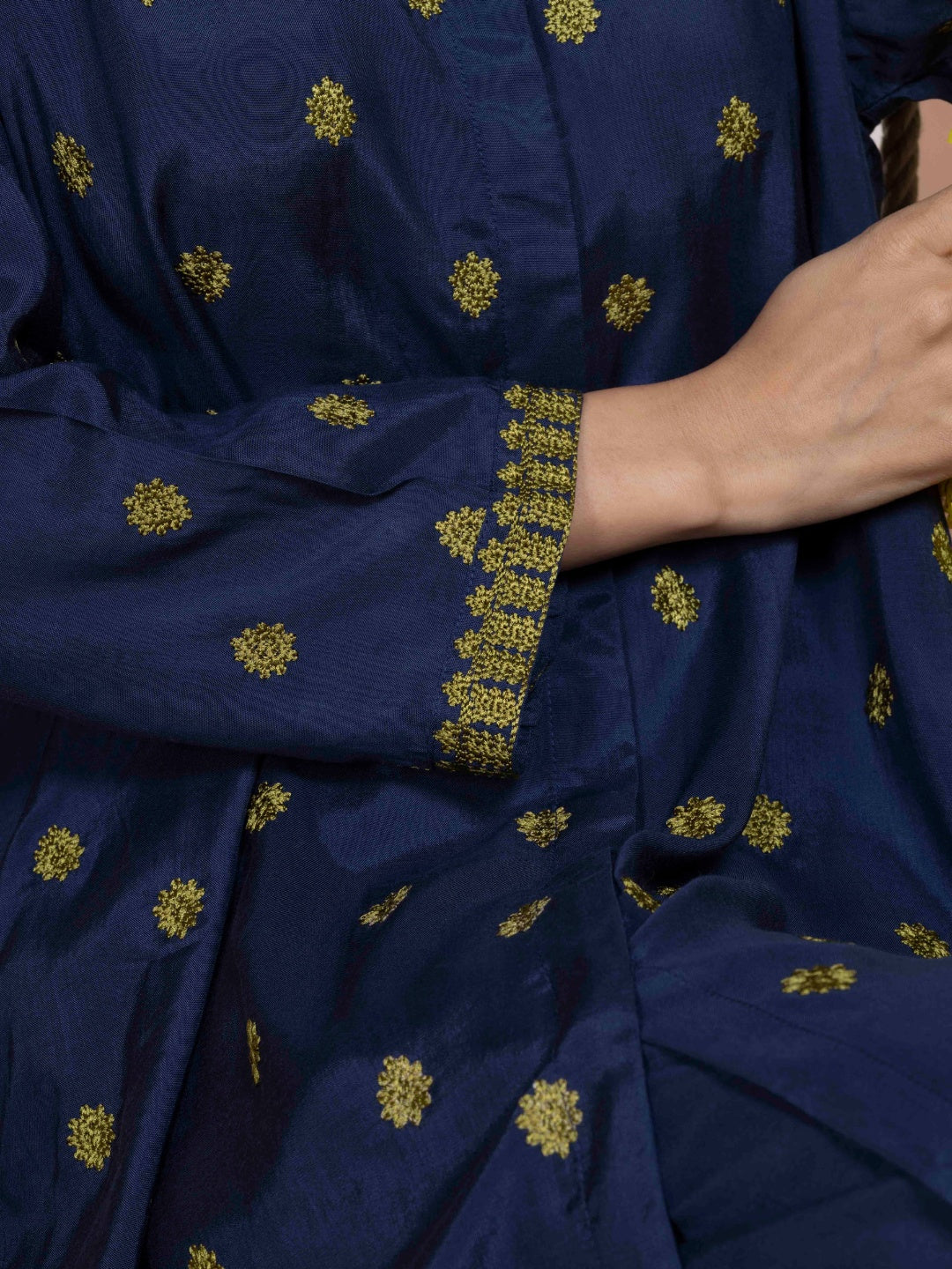 Midnight Blue Kashida Embroidered Kurta Set