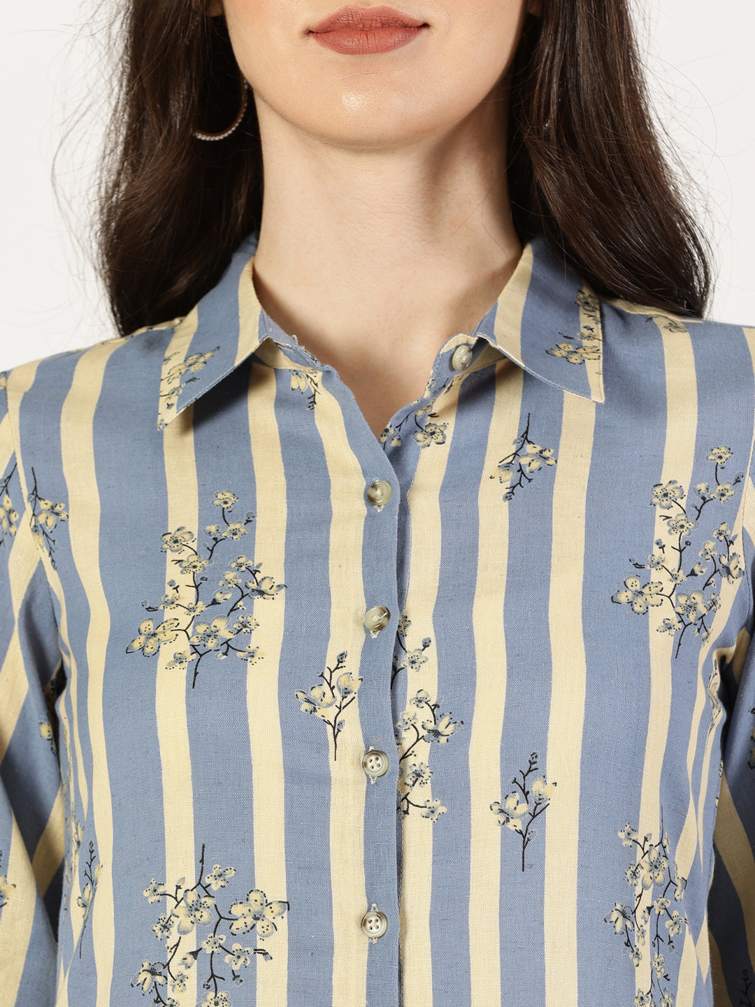 Blue Floral Print Shirt Kurta