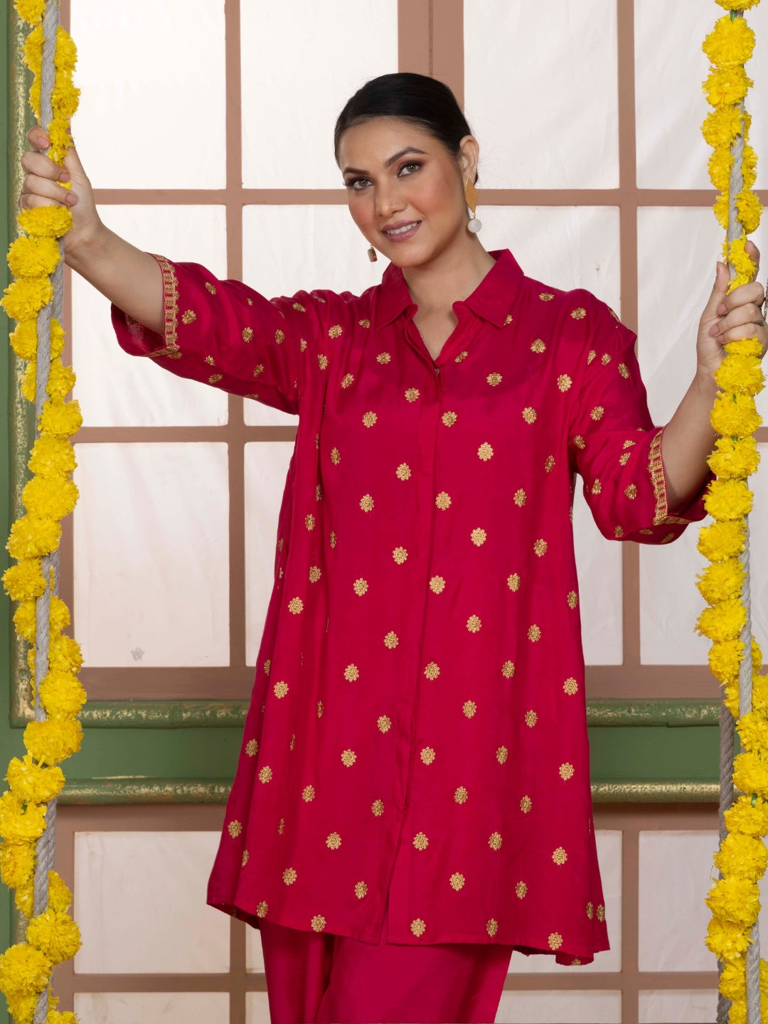 Imperial Fuchsia Kashida Embroidered Kurta Set