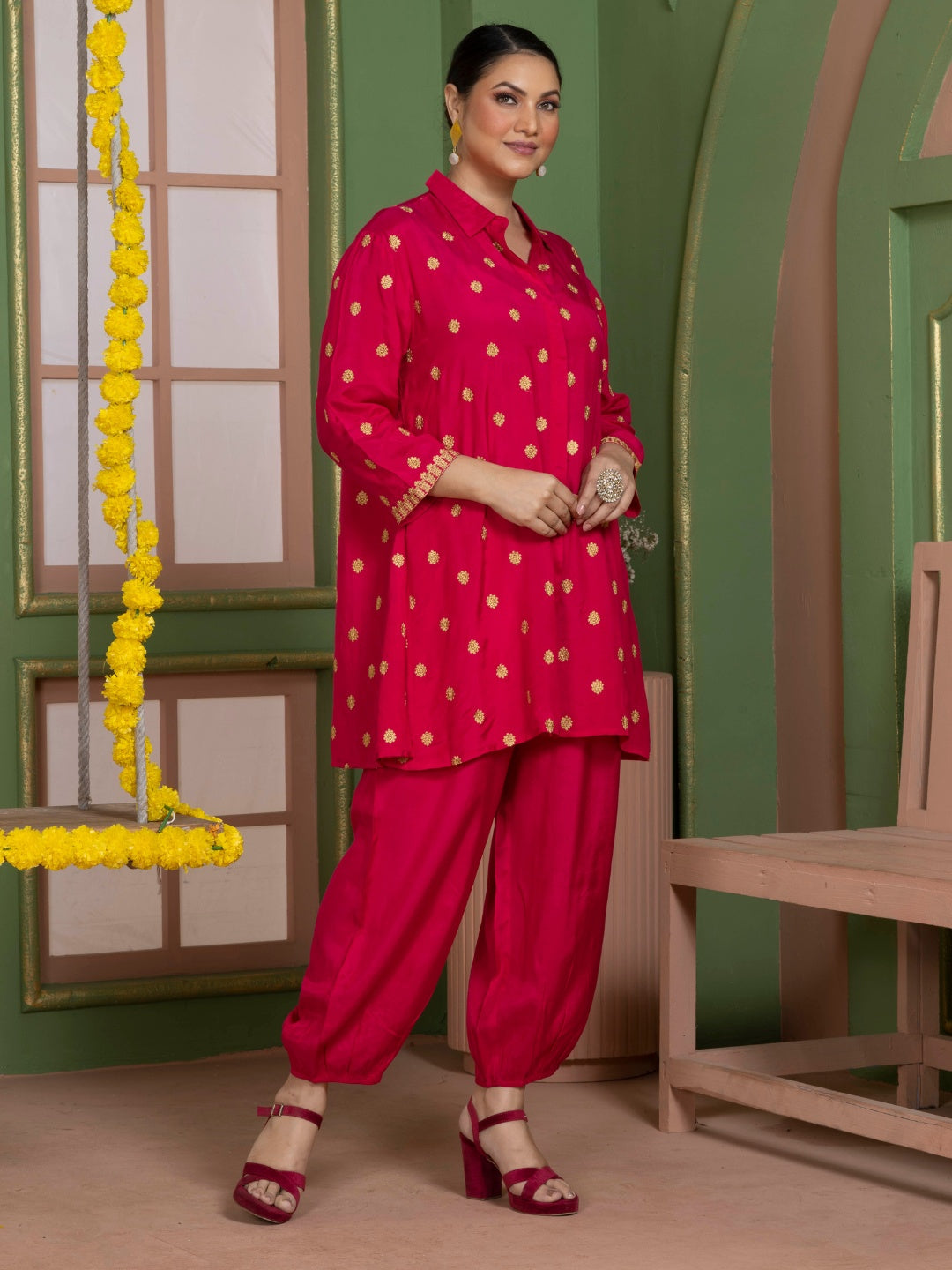Imperial Fuchsia Kashida Embroidered Kurta Set