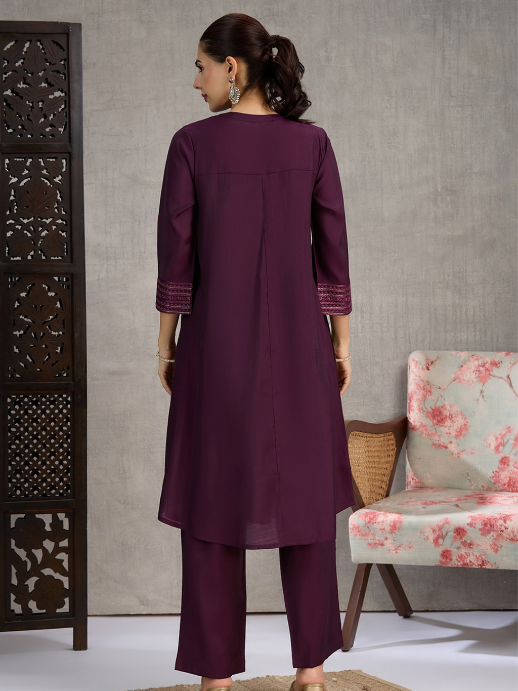 Aubergine Kurta Set (Dupatta Sold Separately)