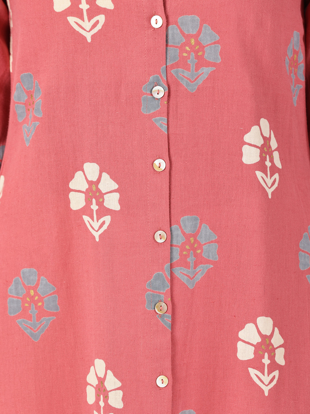 Pink Floral Print Shirt Kurta