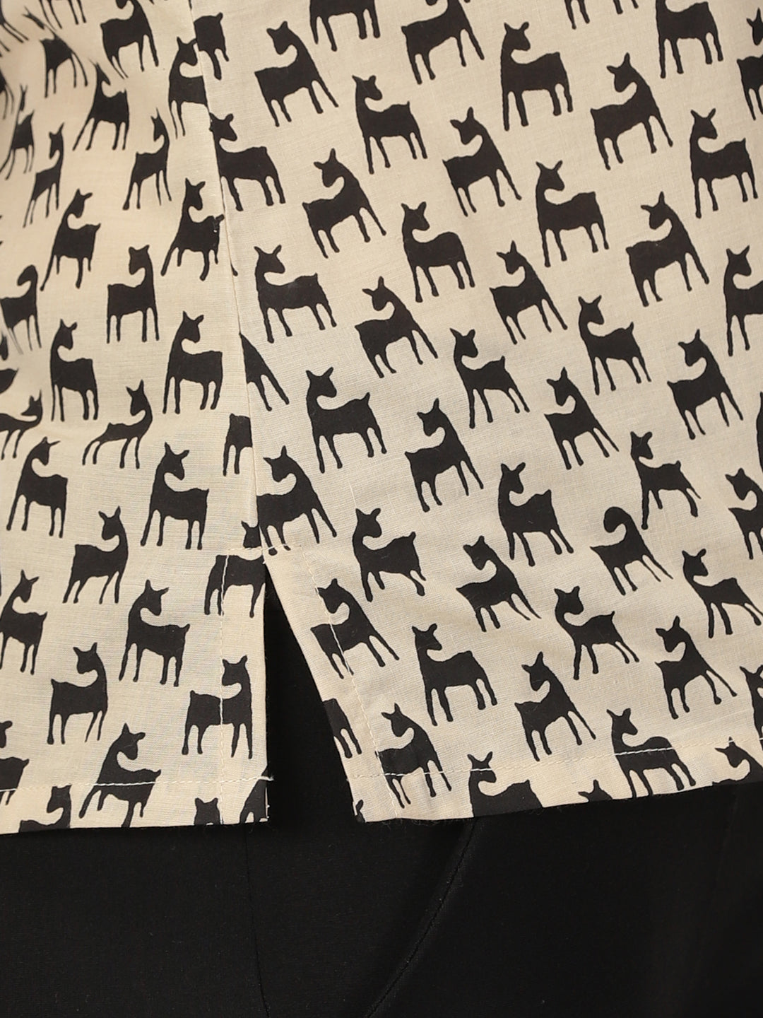 Beige Quirky Animal Print Cotton Tank Top