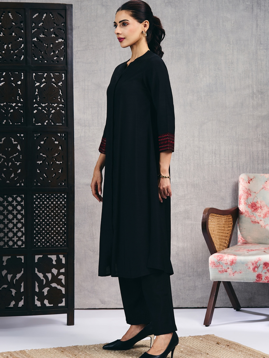Black Kurta Set (Dupatta Sold Separately)