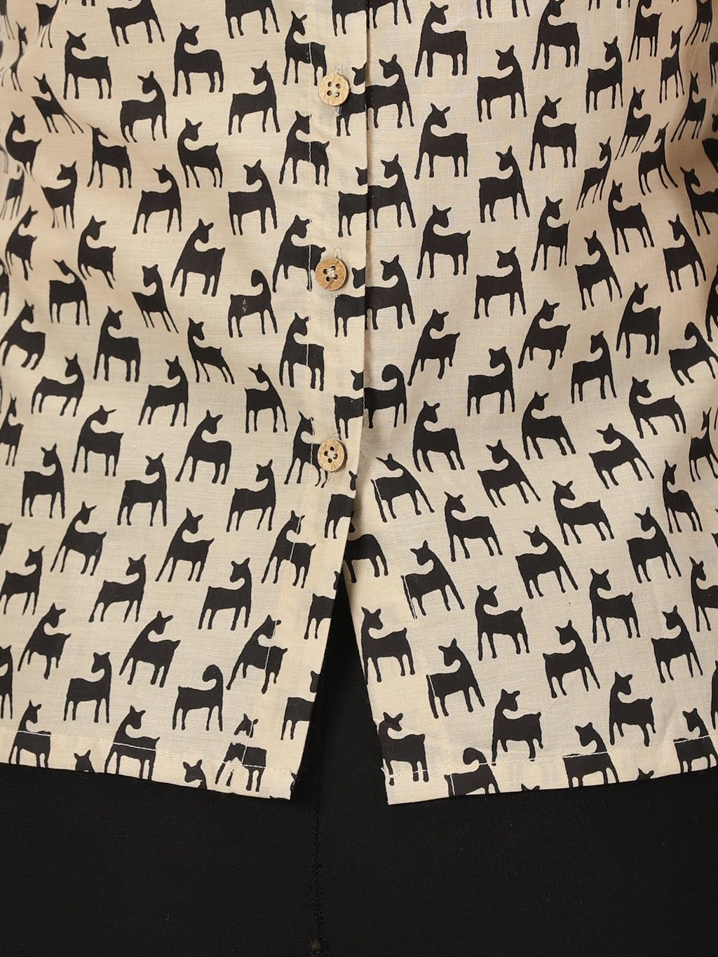 Beige Quirky Animal Print Cotton Tank Top