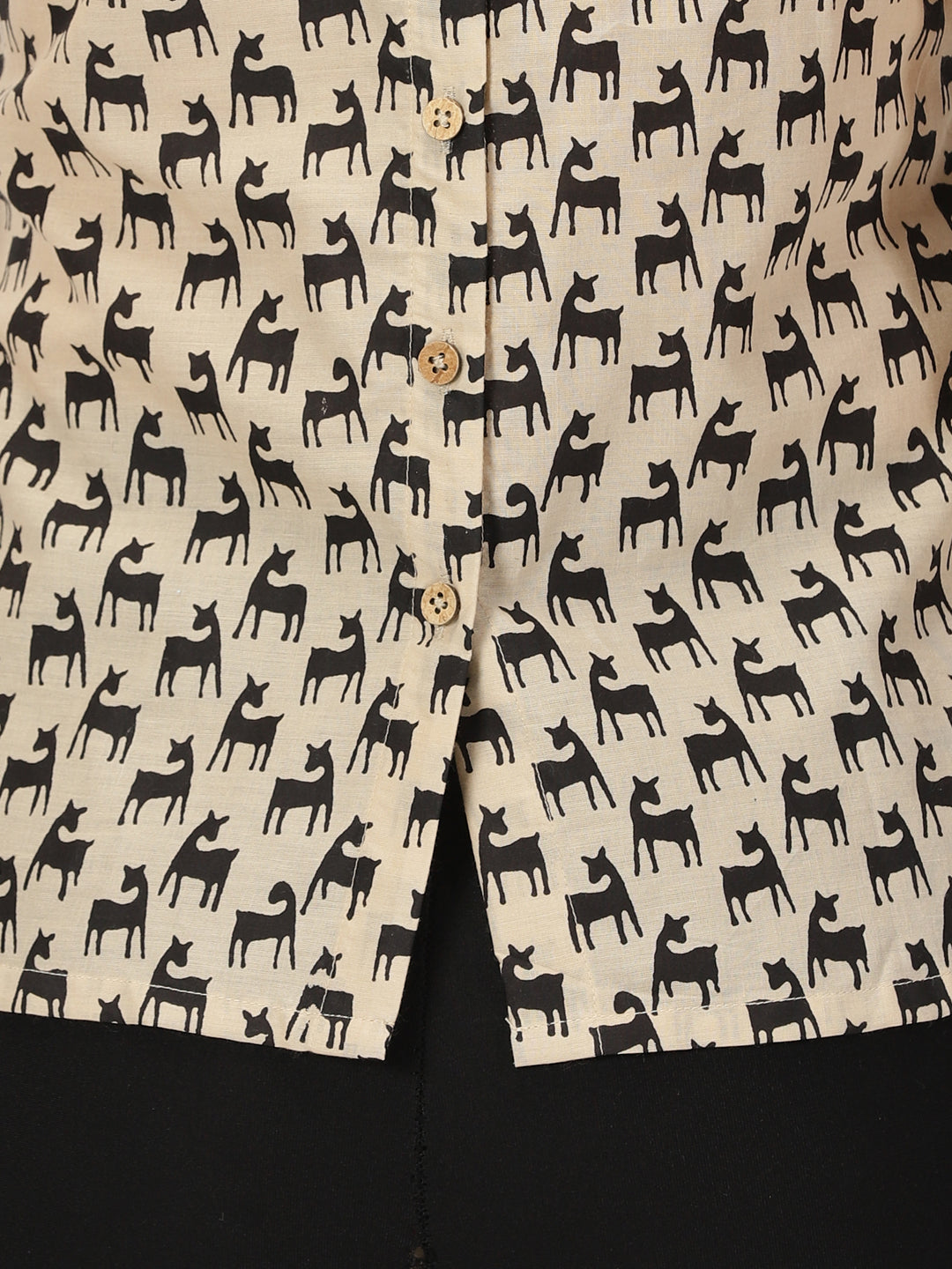 Beige Quirky Animal Print Cotton Tank Top