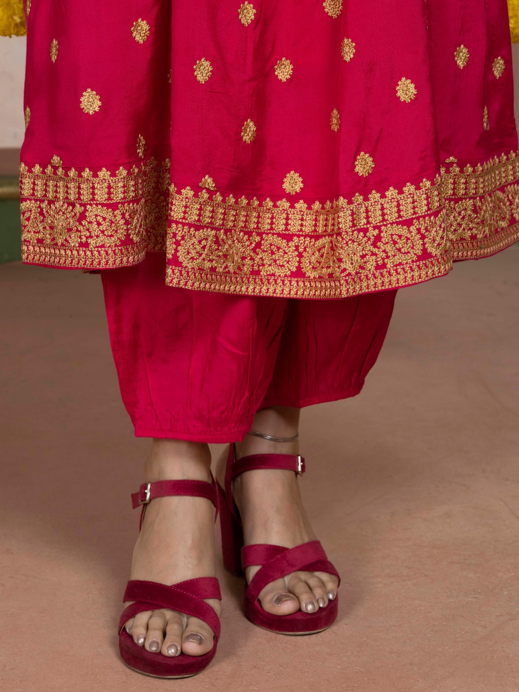 Imperial Fuchsia Kashida Embroidered Salwar Kurta Dupatta Set