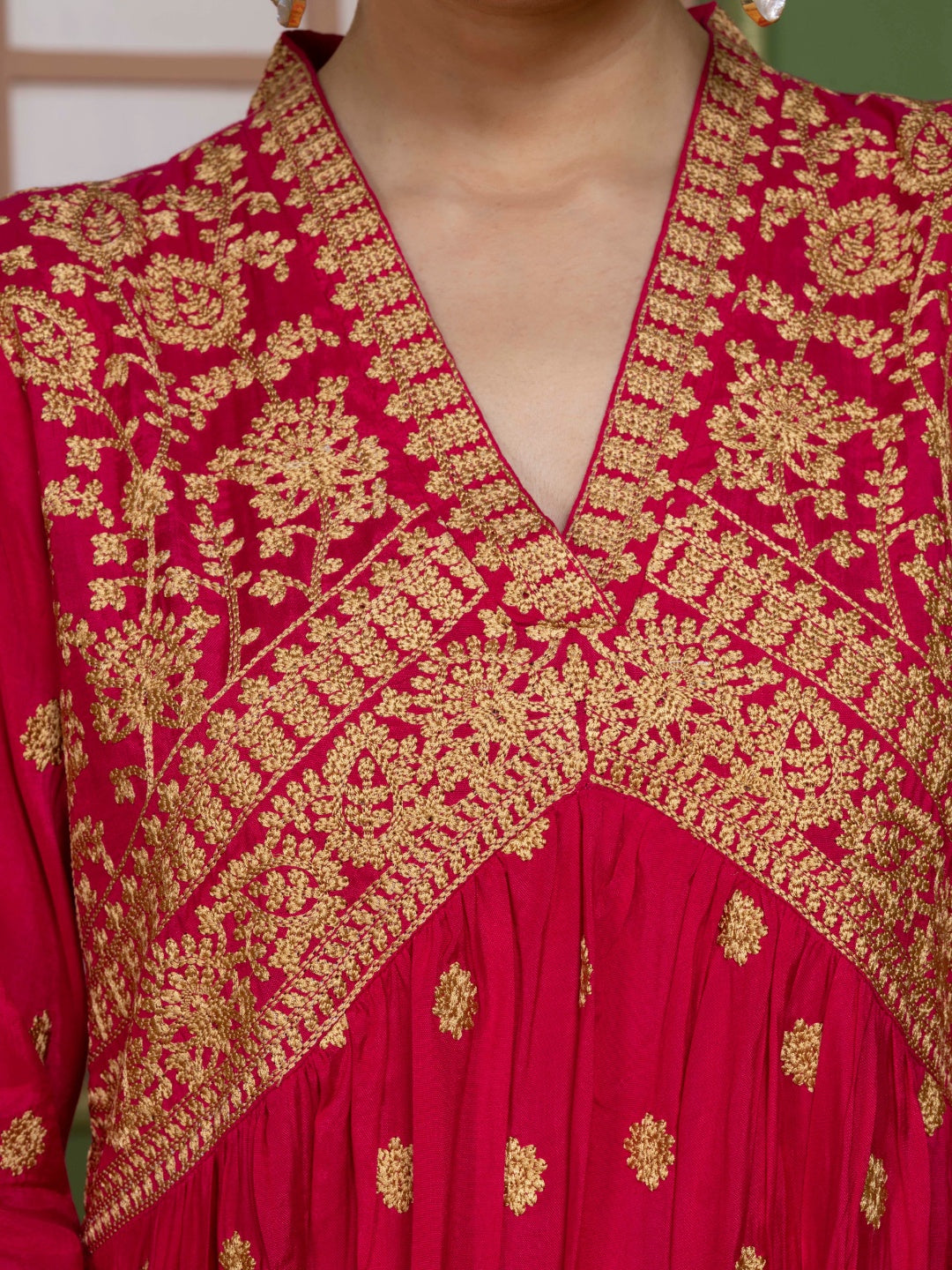 Imperial Fuchsia Kashida Embroidered Salwar Kurta Dupatta Set