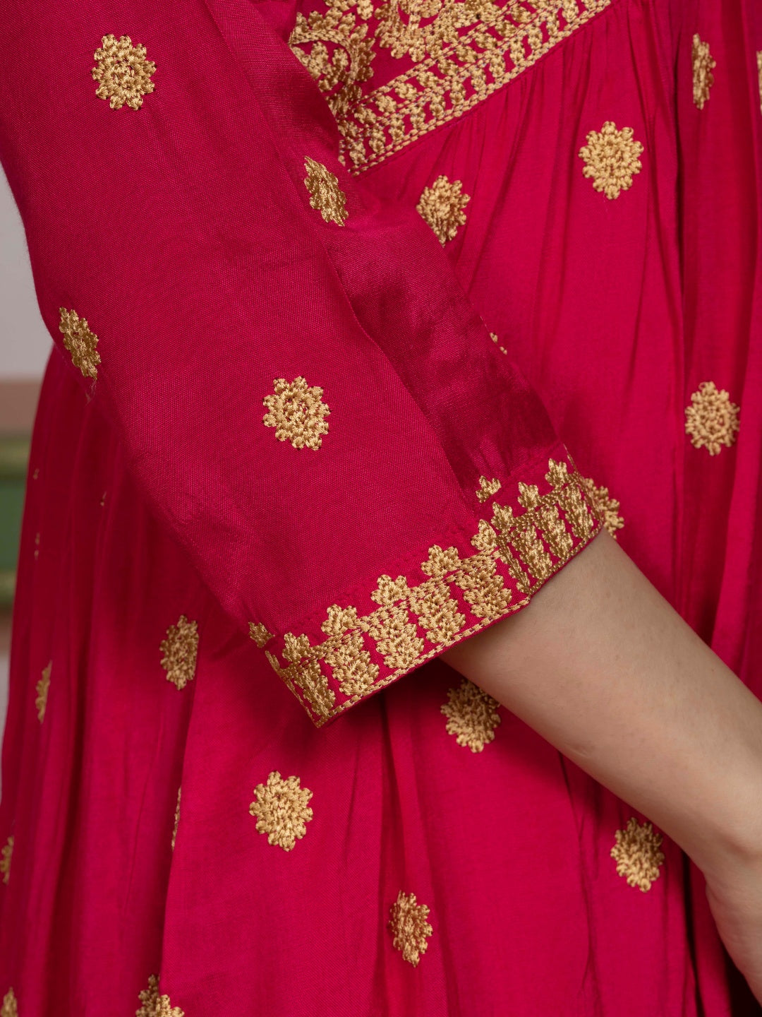 Imperial Fuchsia Kashida Embroidered Salwar Kurta Dupatta Set