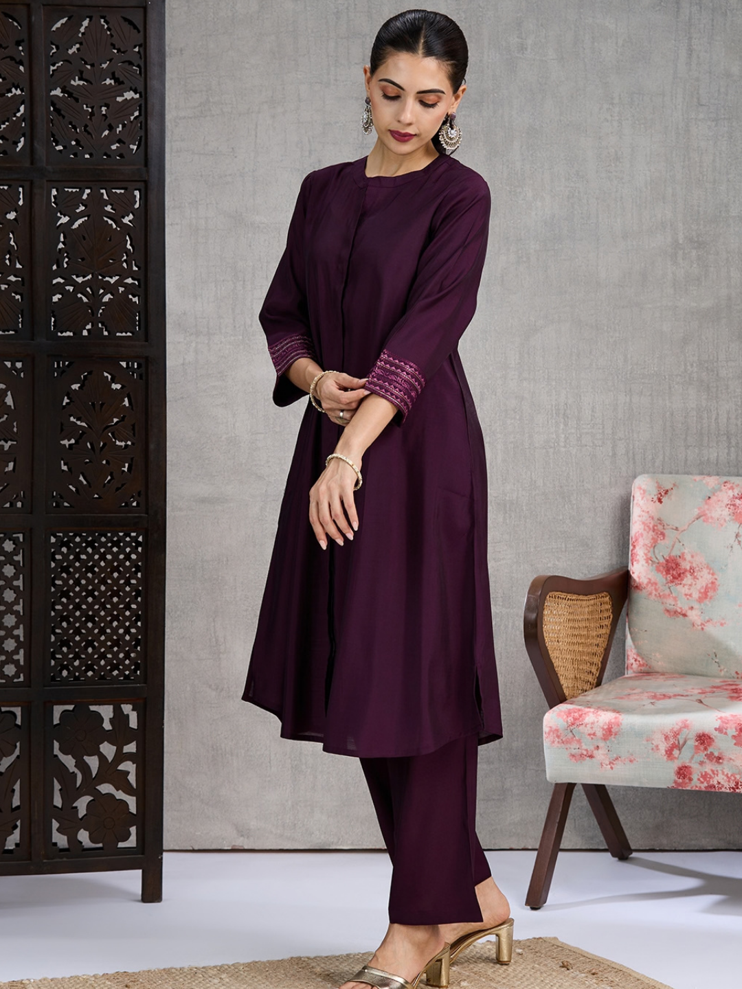 Aubergine Kurta Set (Dupatta Sold Separately)