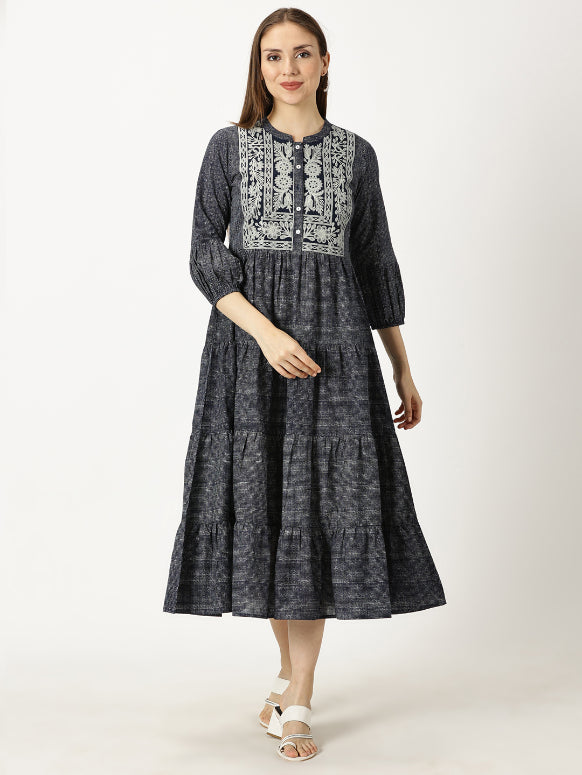 white christmas dresses Pomander Place Navy Cotton Poplin Kenzo Dress Navy / Xs main image 0